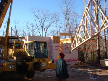 setting roof trusses